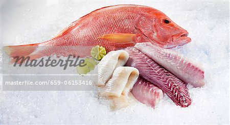 Whole Red Snapper, Parrot fish fillet and Kingklip fillet