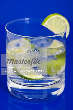 Gin and tonic with slices of lime