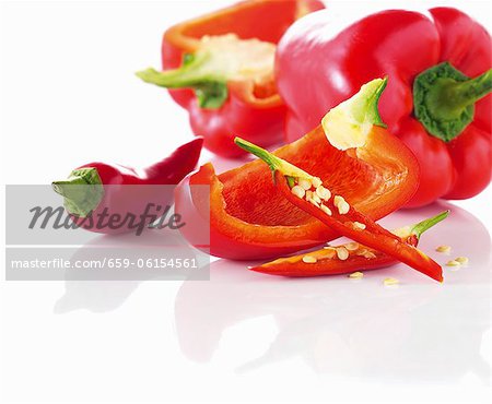 Red peppers and chili peppers