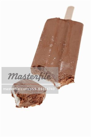Chocolate ice cream with a bite taken out of it