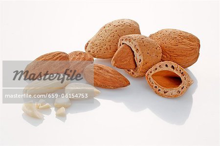 Almonds, with and without shells