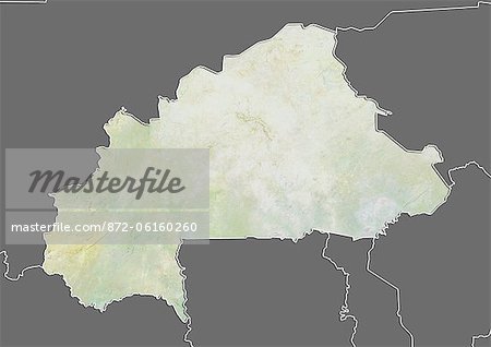 Carte du relief du Burkina Faso (avec bordure et masque). Cette image a été compilée à partir de données acquises par les satellites landsat 5 & 7 combinées avec les données d'élévation. Carte du relief du Burkina Faso (avec bordure et masque). Cette image a été compilée à partir de données acquises par les satellites landsat 5 & 7 combinées avec les données d'élévation.
