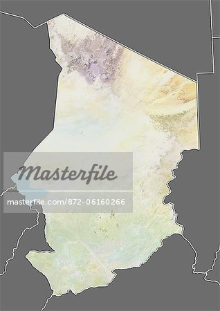 Relief map of Chad (with border and mask). This image was compiled from data acquired by landsat 5 & 7 satellites combined with elevation data. Relief map of Chad (with border and mask). This image was compiled from data acquired by landsat 5 & 7 satellites combined with elevation data.