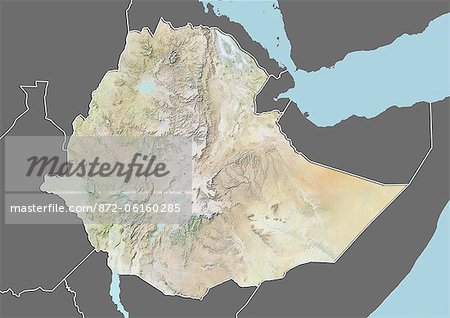 Relief map of Ethiopia (with border and mask). This image was compiled from data acquired by landsat 5 & 7 satellites combined with elevation data. Relief map of Ethiopia (with border and mask). This image was compiled from data acquired by landsat 5 & 7 satellites combined with elevation data.