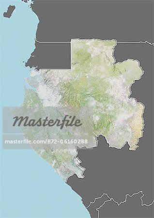 Carte du relief du Gabon (avec bordure et masque). Cette image a été compilée à partir de données acquises par les satellites landsat 5 & 7 combinées avec les données d'élévation. Carte du relief du Gabon (avec bordure et masque). Cette image a été compilée à partir de données acquises par les satellites landsat 5 & 7 combinées avec les données d'élévation.