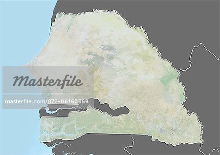 Relief map of Senegal (with border and mask). This image was compiled from data acquired by landsat 5 & 7 satellites combined with elevation data. Relief map of Senegal (with border and mask). This image was compiled from data acquired by landsat 5 & 7 satellites combined with elevation data.
