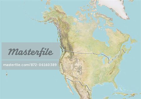 Plan-relief de l'United States and Canada (avec bordure). Cette image a été compilée à partir de données acquises par les satellites LANDSAT 5 & 7 combinées avec les données d'élévation. Plan-relief de l'United States and Canada (avec bordure). Cette image a été compilée à partir de données acquises par les satellites LANDSAT 5 & 7 combinées avec les données d'élévation.