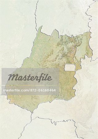 Reliefkarte des Bundesstaates Goiás, Brasilien. Dieses Bild wurde aus Daten von LANDSAT 5 & 7 Satelliten kombiniert mit Höhendaten erworbenen zusammengestellt.