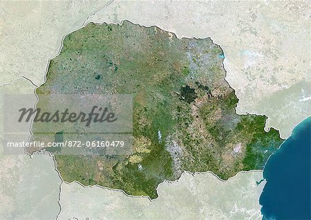 Satellite view of the State of Parana, Brazil. This image was compiled from data acquired by LANDSAT 5 & 7 satellites.