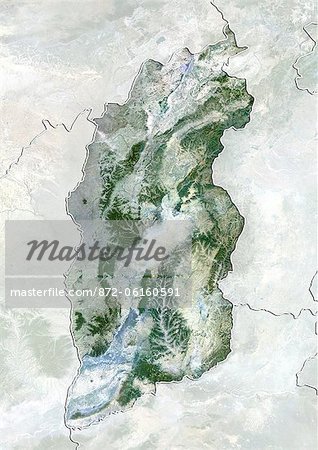 Satellite view of the province of Shanxi, China. This image was compiled from data acquired by LANDSAT 5 & 7 satellites.