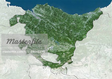 Satellite view of Basque Country, Spain. This image was compiled from data acquired by LANDSAT 5 & 7 satellites.