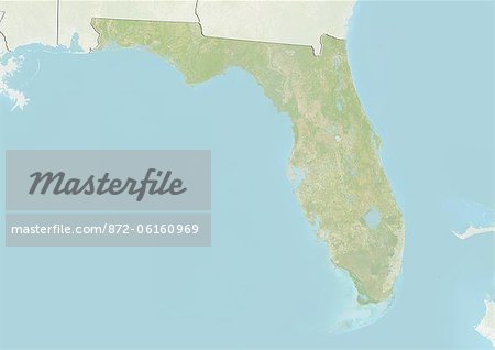 Relief map of the State of Florida, United States. This image was compiled from data acquired by LANDSAT 5 & 7 satellites combined with elevation data. Relief map of the State of Florida, United States. This image was compiled from data acquired by LANDSAT 5 & 7 satellites combined with elevation data.