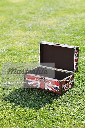 British Flag Briefcase in Grassy Field
