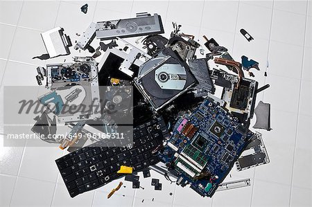 Pile of smashed computer parts