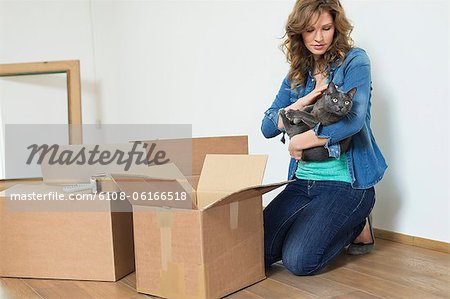 Woman with her cat