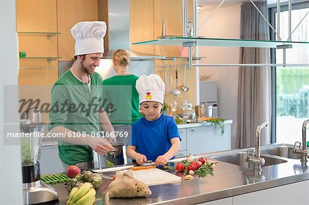 Family cooking in the kitchen