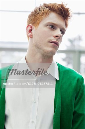 Close-up of a businessman staring