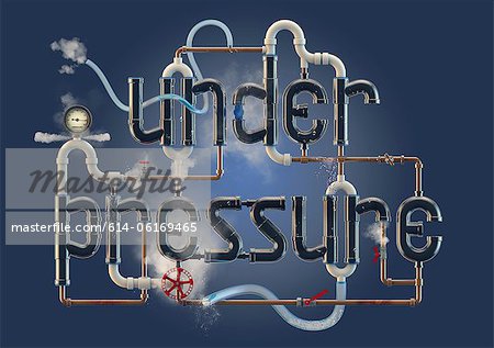 Under Pressure - word illustration formed from pipes
