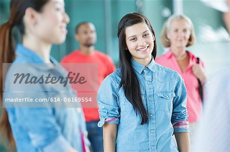 Young woman in crowd