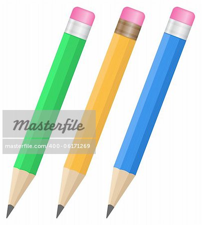 Wooden pencils with eraser, vector eps10 illustration