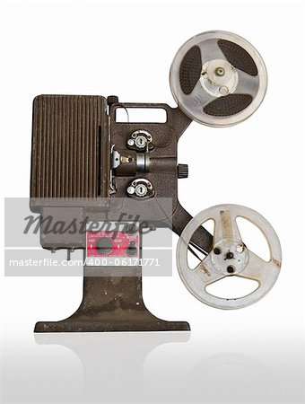 Analogue  movie projector with reels isolate on white background