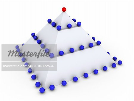 Leadership concept with 3d spheres on pyramid