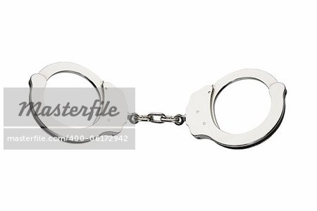 Metal handcuffs isolated on white background