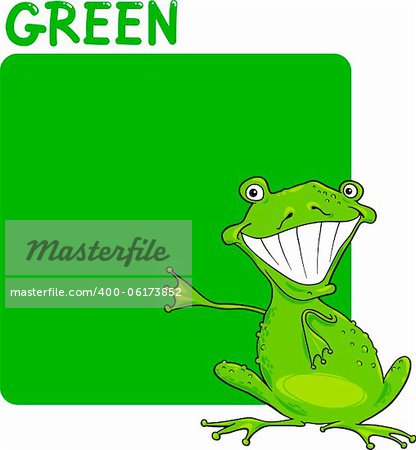 Cartoon Illustration of Color Green and Frog
