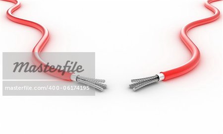 Illustration of two electric wires against a white background