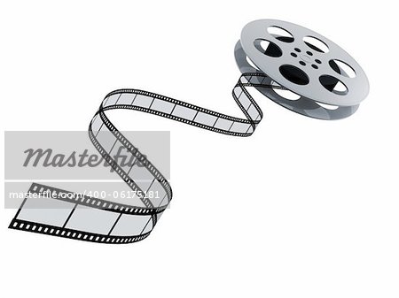 3d film reel copy isolated on white background