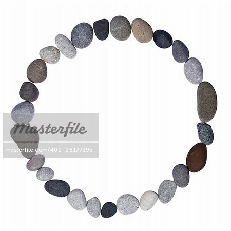 sign letters of sea stones close-up isolated on white background