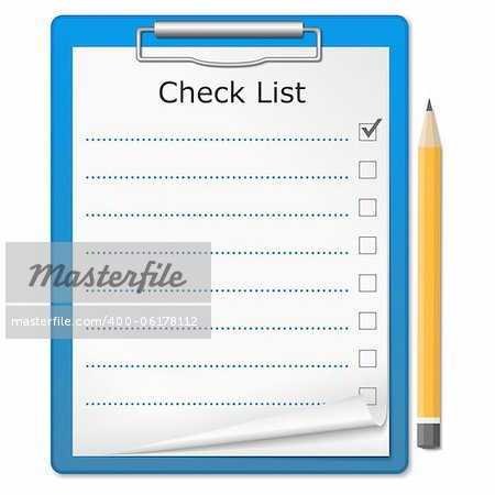 Clipboard with checklist, vector eps10 illustration