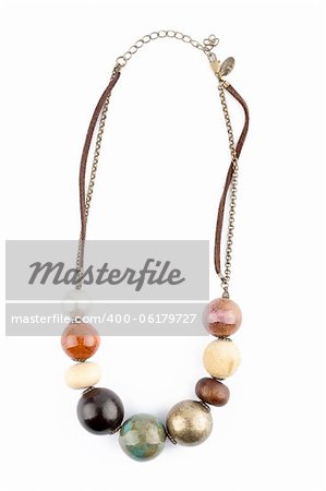 Ceramic beads necklace isolated on a white background