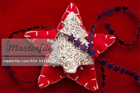 A chocolate Christmas tree on a felt star