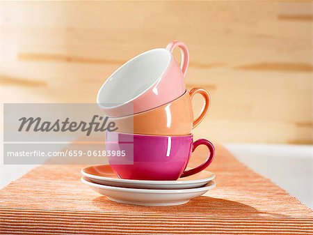 A stack of colourful cups