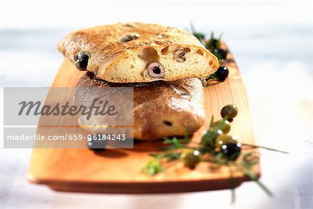 Ciabatta with olives and Parmesan cheese