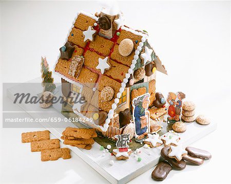 A home-made gingerbread house