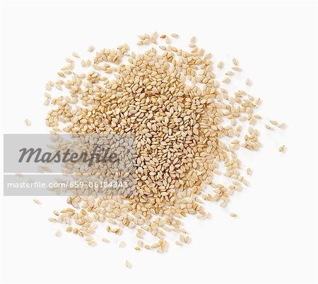 Sesame seeds, seen from above