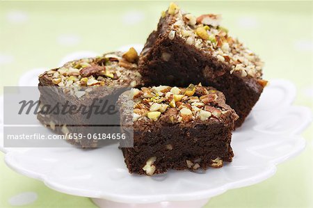 Chocolate brownies with chopped nuts