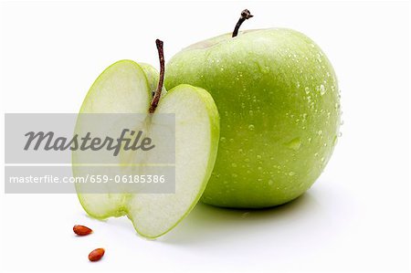 Granny Smith apples (whole, slice and pips)