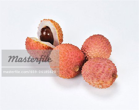 Lychees, whole and halved