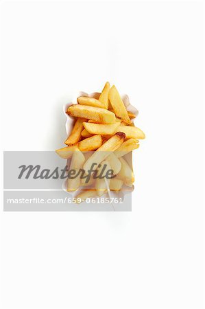 Chips on a takeaway paper plate Chips on a takeaway paper plate