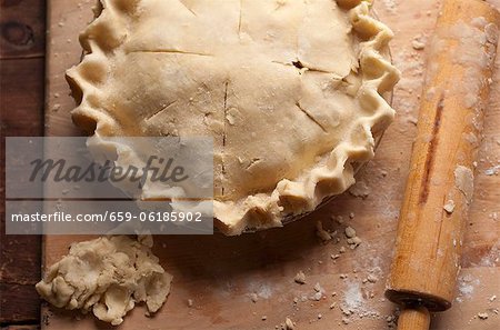 Apple and Peach Pie Ready for the Oven