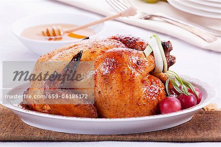 Roast chicken with a honey glaze