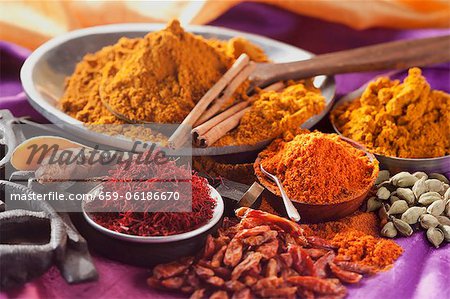 Assorted spices in small containers Assorted spices in small containers
