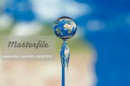 Globe in a water drop