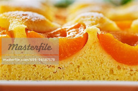 An apricot tray bake cake