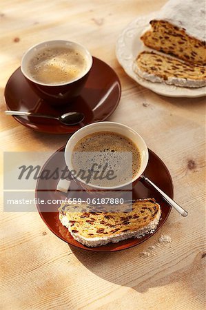 Christmas fruit loaf and coffee