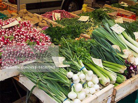 Produce on Display on the Street in Front of a Supermarket in Chamonix, France