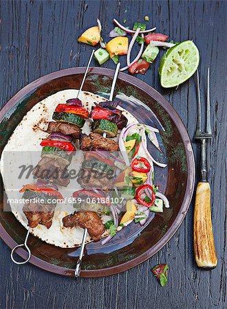 Grilled pork kebabs with zucchini and peppers Grilled pork kebabs with zucchini and peppers